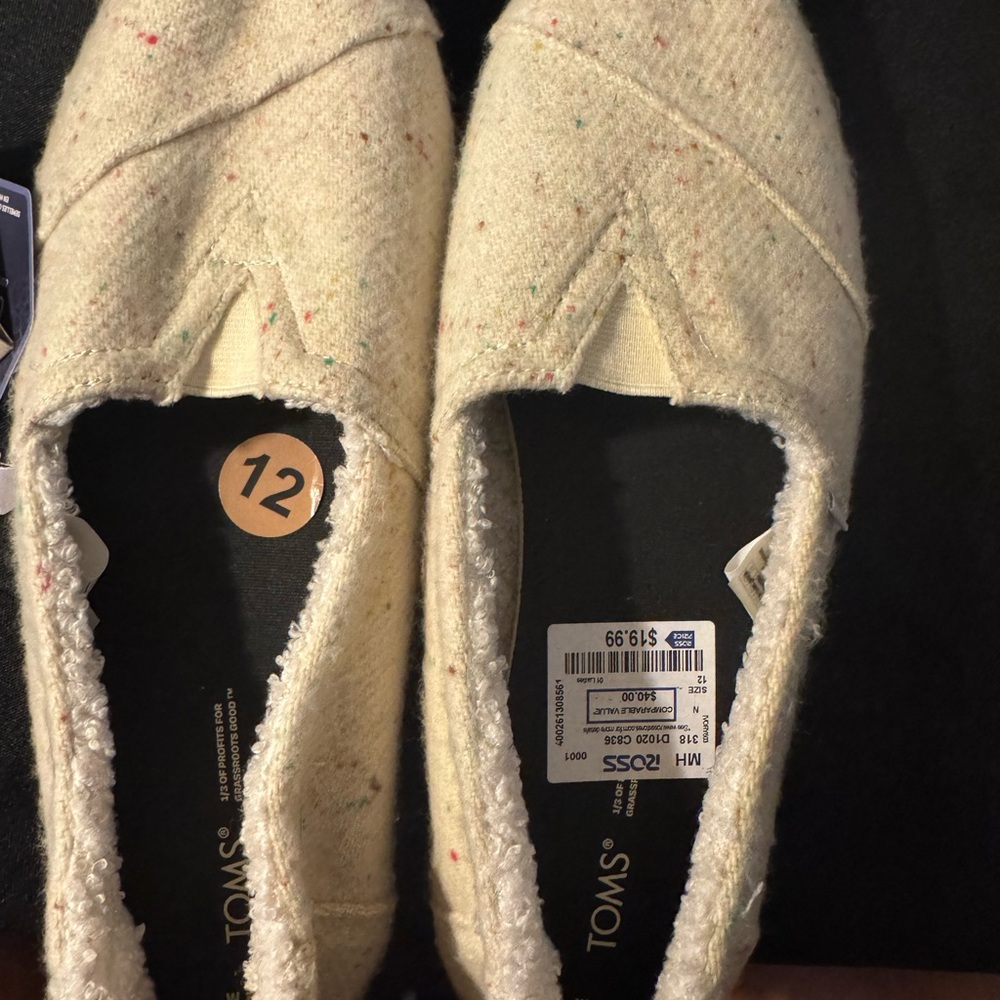 TOMS Natural Repreve Speckled Twill/Faux Shearling Eco-Friendly Ortholite Shoes